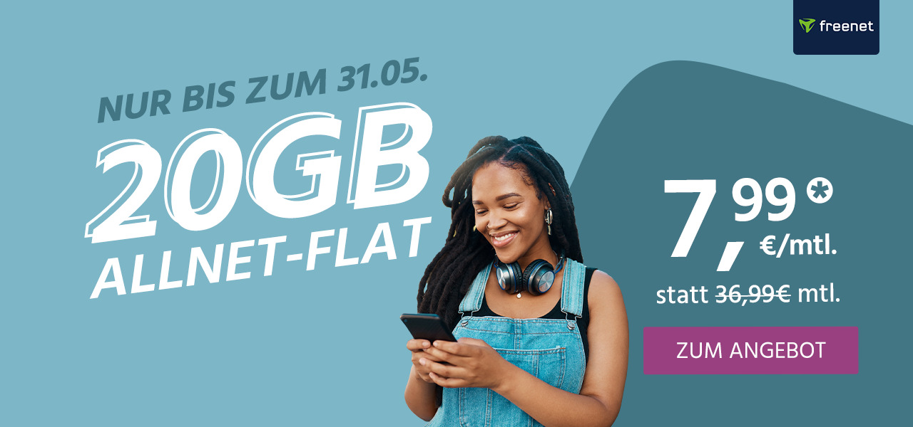 20GB green LTE Allnet Flat 20GB für mtl. nur 7,99€ statt 36,99€