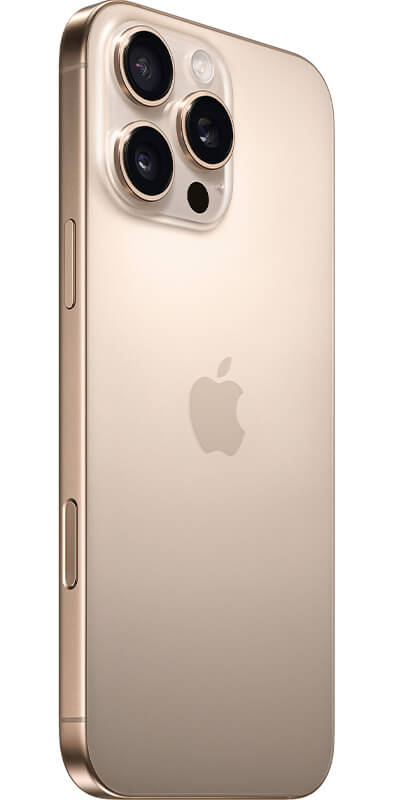 Apple iPhone 16 Pro Max Titan Wüstensand, Seitenansicht