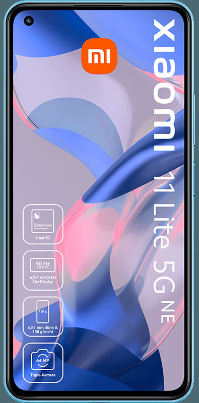 Xiaomi Mi 11 Lite 5G NE Bubblegum Blue, Vorderansicht