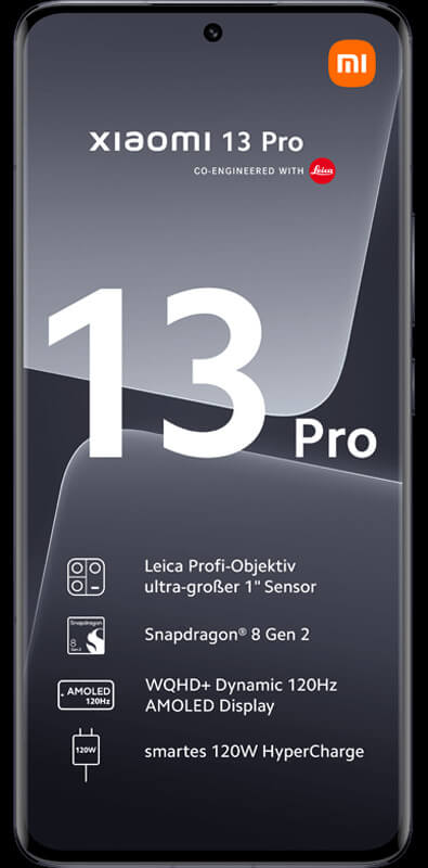 Xiaomi 13 Pro 5G Ceramic Black , Vorderansicht