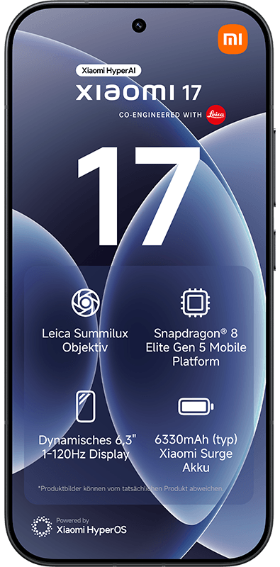 Xiaomi 17 Black, Vorderansicht