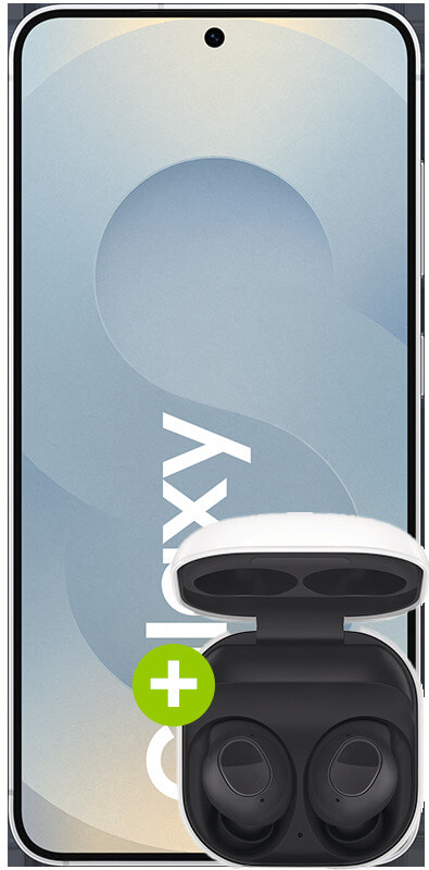 Samsung Galaxy S25 mit Galaxy Buds FE Graphit Silver Shadow, Vorderansicht