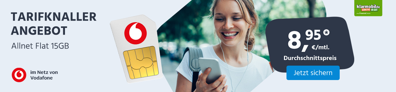 Allnet Flat 15GB im Vodafone Netz mit 8€ Rabatt
