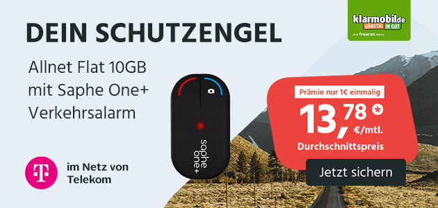Telekom Allnet Flat 10GB LTE mit Saphe One+ Verkehrsalarm für 1€ Zuzahlung
