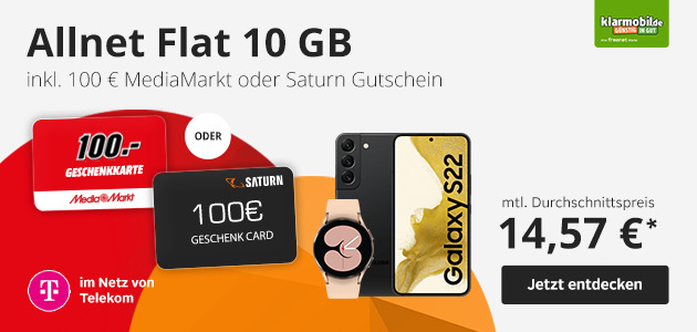 Allnet Flat 10 GB inkl. 100€ Media Markt oder Saturn Gutschein