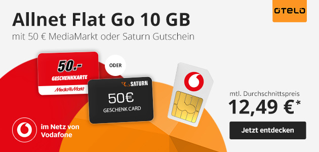 Otelo allnet Flat GO 10GB mit 50€ Gutschein 