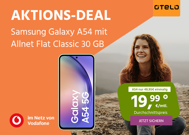 otelo Allnet Flat Classic 30 GB mit Samsung Galaxy A54 für nur einmalig 49,95€