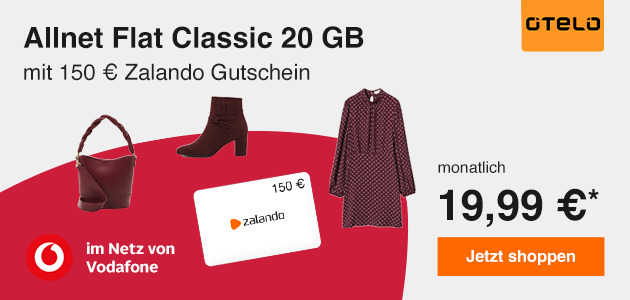 Otelo Allnet Flat Classic 20GB mit 150€ Gutschein 