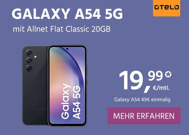 20GB Allnet Flat für monatlich 19,99€ mit Samsung Galaxy A54 für einmalig 49€