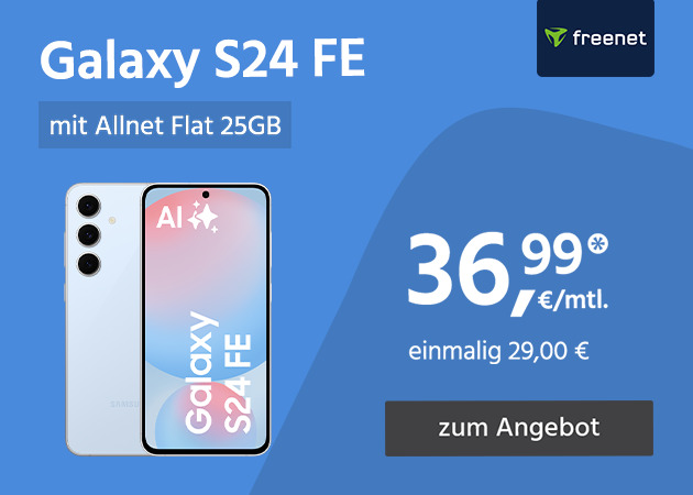 Samsung Galaxy S24 FE mit Allnet Flat 25GB für einmalig 29€ und monatlich 36,99€