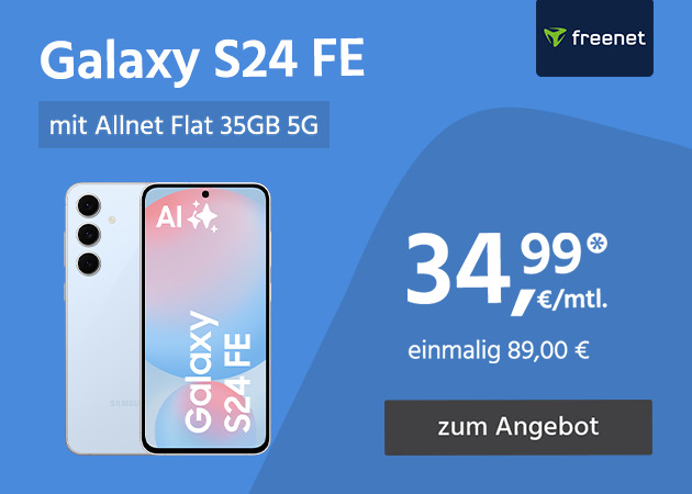 Samsung Galaxy S24 FE mit Allnet Flat 35GB für einmalig 89,00€ und monatlich 34,99€