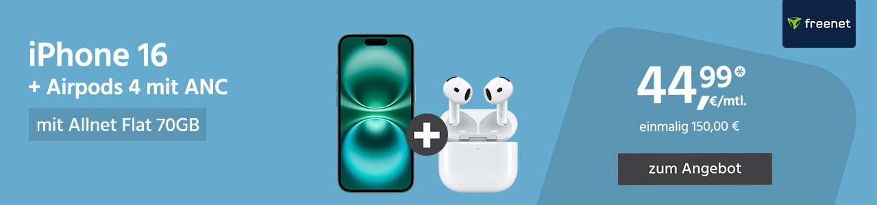 Apple iPhone 16 mit Apple Airpods 4 (ANC)