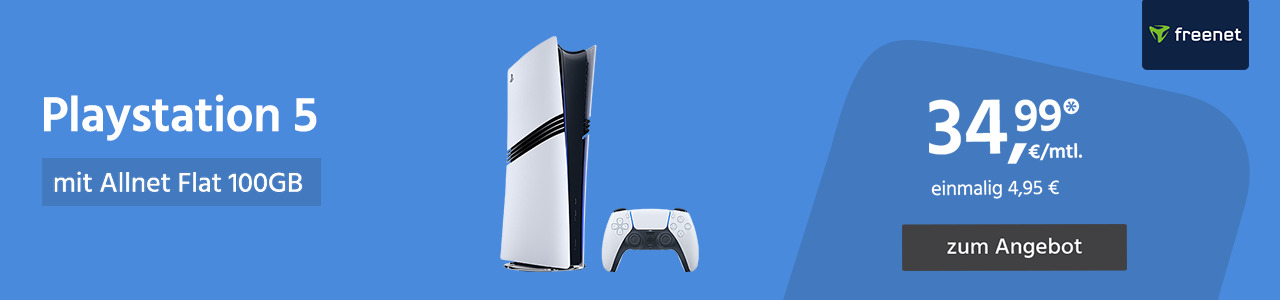 Sony Playstation 5 mit Allnet Flat 100GB für einmalig 4,95€ und monatlich 34,99€