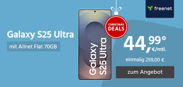 Samsung Galaxy S25 Ultra mit Allnet Flat 70GB 5G für einmalig 259,00€ und monatlich 44,99€