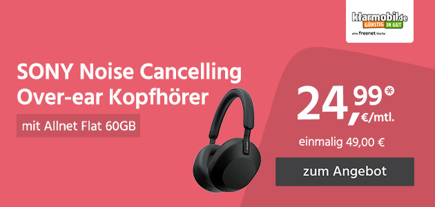 Allnet Flat 60GB mit Sony Headphones einmalig 49,00€ und monatlich 24,99€