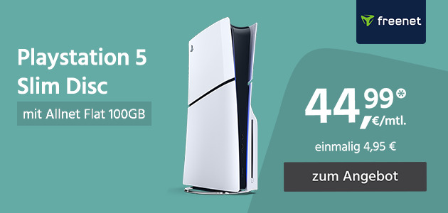 Allnet Flat 100GB mit Sony Playstation 5 Slim für einmalig 4,95€ und monatlich 44,99€