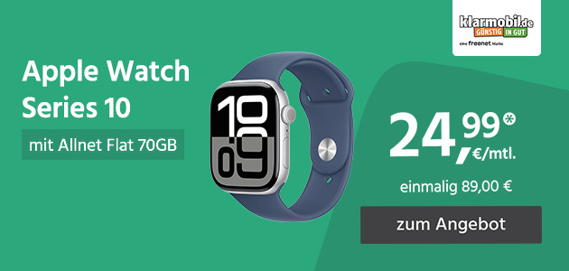 Allnet Flat 70GB mit Apple Watch Series 10 für einmalig 89,00€ und monatlich 24,99€.