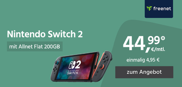 Allnet Flat 200GB mit Nintendo Switch 2 für einmalig 25,00€ und monatlich 44,99€