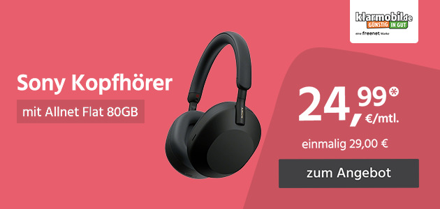 Allnet Flat 80GB mit Sony Headphones einmalig 29,00€ und monatlich 24,99€