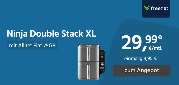 Allnet Flat 75GB mit Ninja Double Stack XL für einmalig 4,95€ und monatlich 29,99€