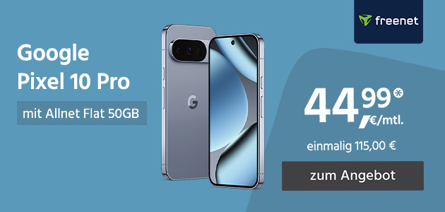 Google Pixel 10 Pro 128GB mit Allnet Flat 50GB für einmalig 115,00€ und monatlich 44,99€