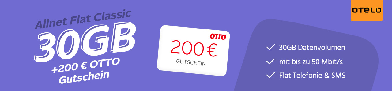  200€ Otto Gutschein mit Otelo Allnet Classic Flat 30GB