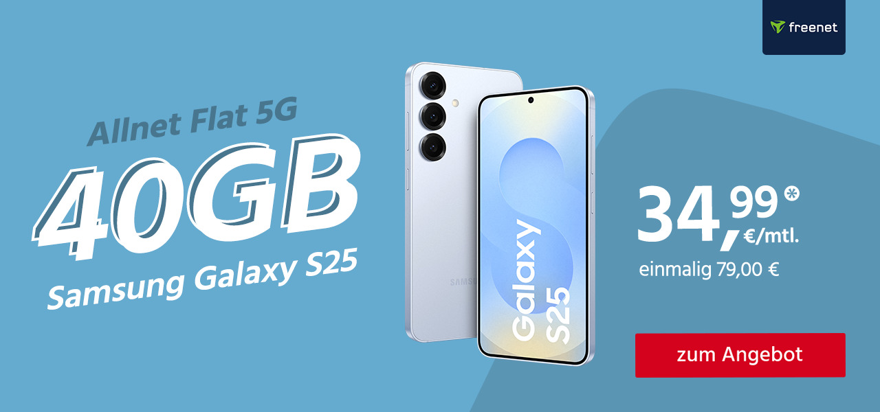 Allnet Flat 40 GB 5G mit Samsung Galaxy S25 für 79,00€  einmalig und monatlich 34,99€