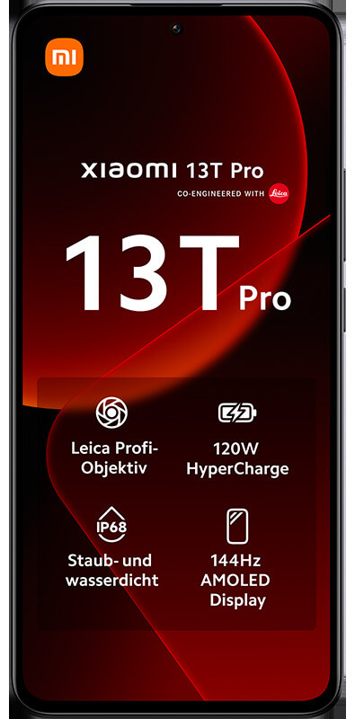 Xiaomi 13T Pro Black, Vorderansicht