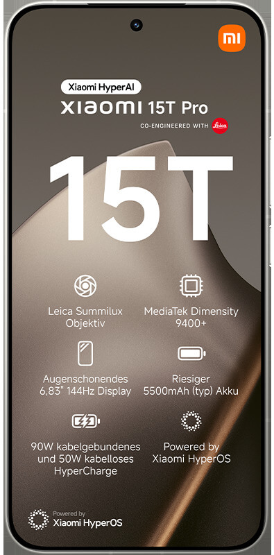 Xiaomi 15T Pro Gray, Vorderansicht