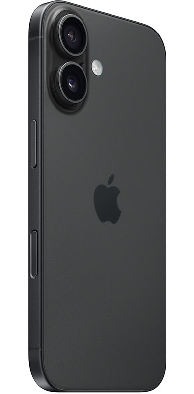 Apple iPhone 16 Schwarz, Seitenansicht