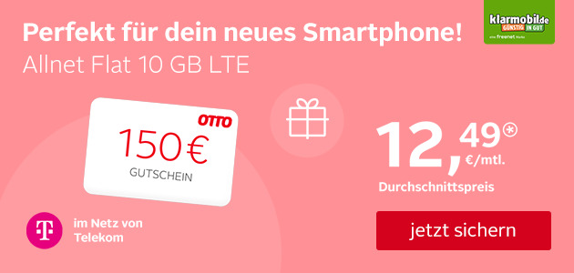 Allnet Flat 10GB im Telekom Netz mit 150€ OTTO-Gutschein