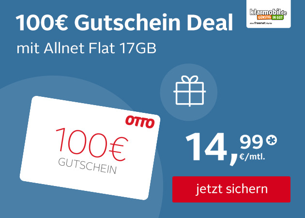 Vodafone Allnet Flat 17 GB mit mtl. 5€ Rabatt und 100€ Otto Gutschein