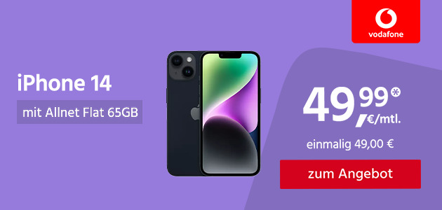 Vodafone Smart M 5G Aktion mit iPhone 14 für einmalig 49€