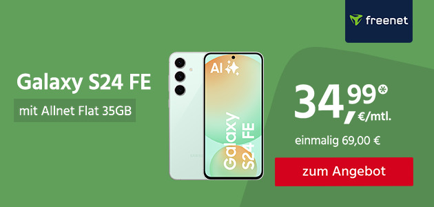 Galaxy S24 FE mit Allnet Flat 35GB für einmalig 69€ und monatlich 34,99€