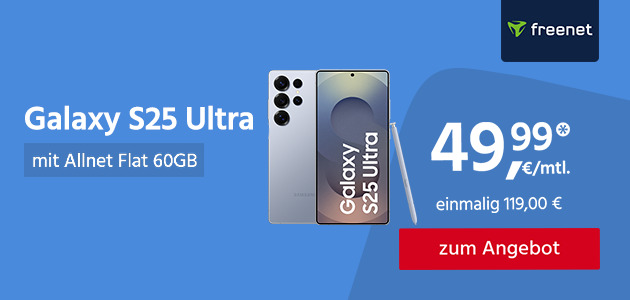 Galaxy S25 Ultra mit Allnet Flat 60GB für einmalig 119,00€ und monatlich 49,99€