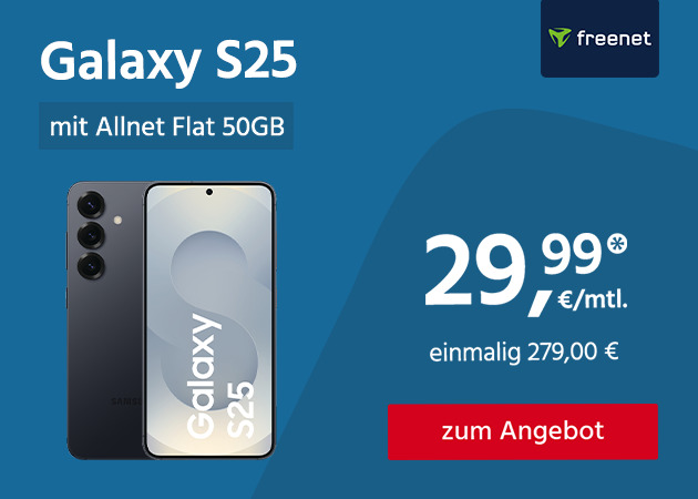 Samsung Galaxy S25 mit 50GB Allnet Flat für 29,99€ monatlich und einmalig 279,00€