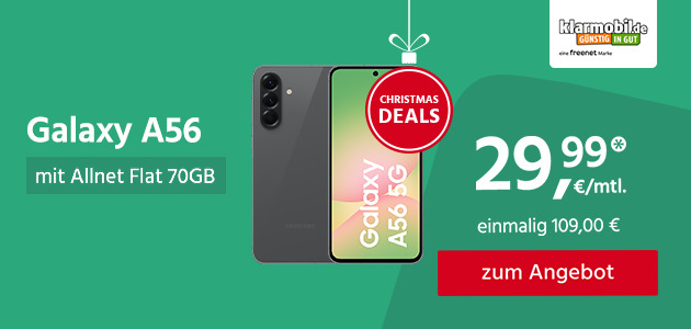 Galaxy A56 mit 70GB Allnet Flat für monatlich 29,99€ und einmalig 109,00€