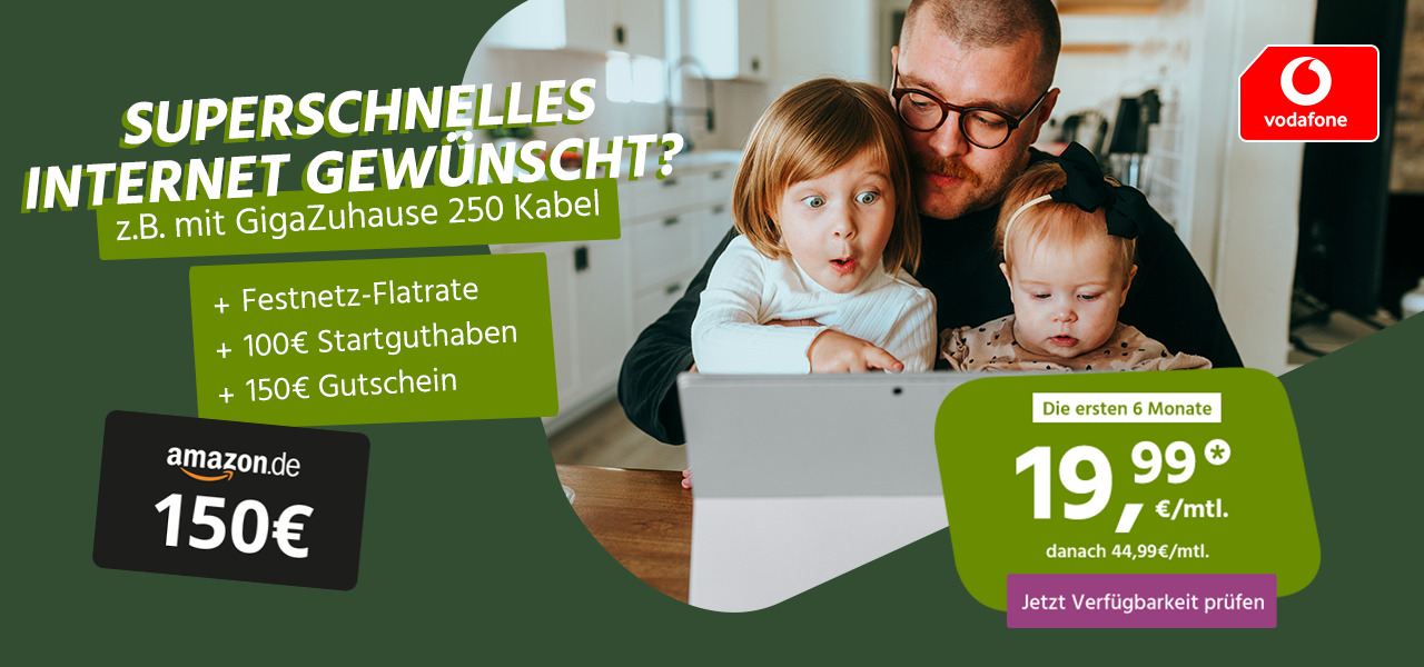 Kabel- und DSL-Tarife! Gratis Startguthaben & 150€ Gutschein