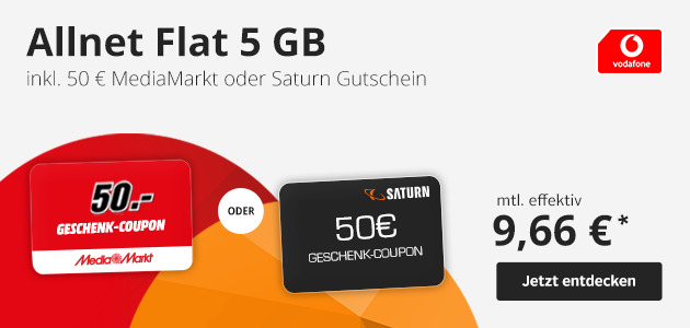 Allnet Flat 5 GB inkl. 50€ Media Markt oder Saturn Gutschein