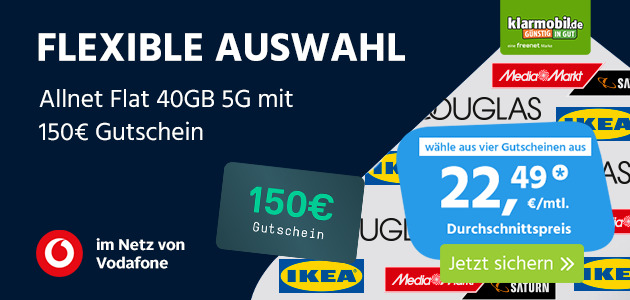 Vodafone Allnet Flat 40GB 5G inkl. 150€ Gutschein
