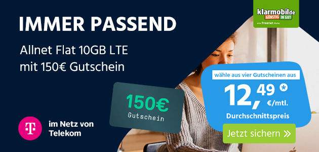 Telekom Allnet Flat 10GB LTE inkl. 150€ Gutschein