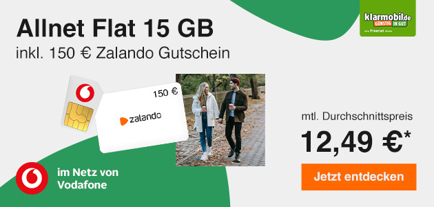 Allnet Flat 15 GB mit 150€ Zalando Gutschein