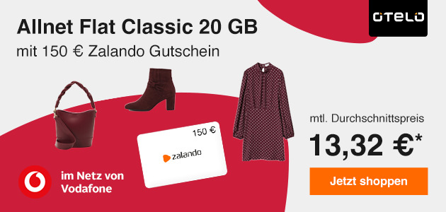 Otelo Allnet Flat Classic 20GB mit 150€ Gutschein 