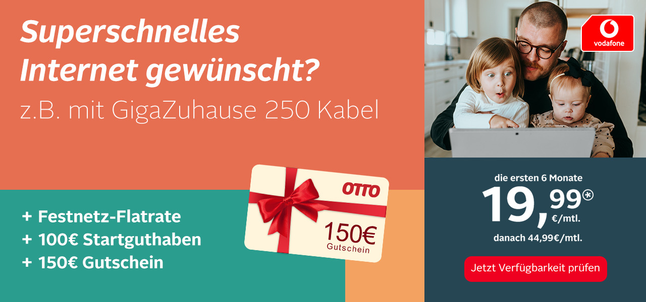 Kabel- und DSL-Tarife! Gratis Rechnungsgutschrift & 150 € Otto-Gutschein