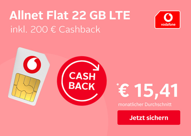 200€ Cashback inkl. Allnet Flat 22 GB