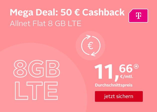Allnet Flat 8GB inkl. 50 Euro Cashback